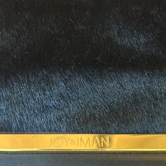 Joy & Iman black leather and calf hair cross body purse NWOT - Picture 3 of 8